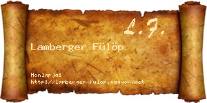 Lamberger Fülöp névjegykártya